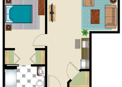 Avamere at Port Townsend One Bedroom 565 sq ft floor plan