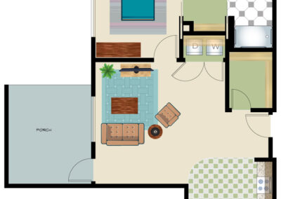 Avamere at Port Townsend One Bedroom 735 sq ft floor plan