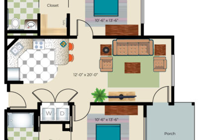 Avamere at Port Townsend Two Bedroom 955 sq ft floor plan